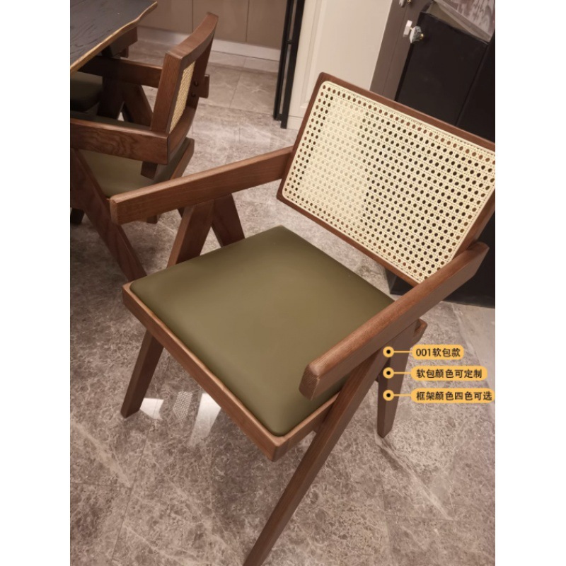 Homestay backrest, internet-famous light luxury chair&mdash;Nordic-style, high-appearance home leisure rattan dining chair, specially designed for office and dining use.