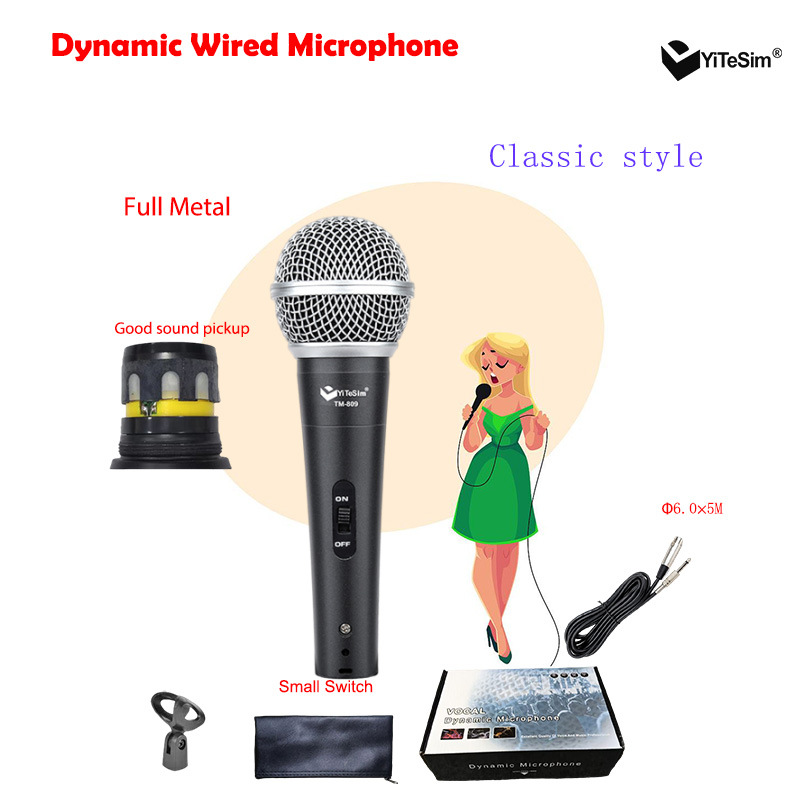 Yitesim Tm-809 Cross-Border Classic Wired Metal Microphone Singing Stage Performance Live Ktv Recording