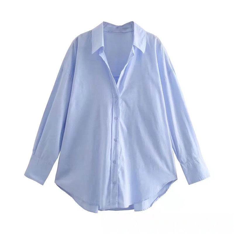 Camisa Casual de Popelina de Poliéster, Manga Larga, para Uso Diario y Oficina