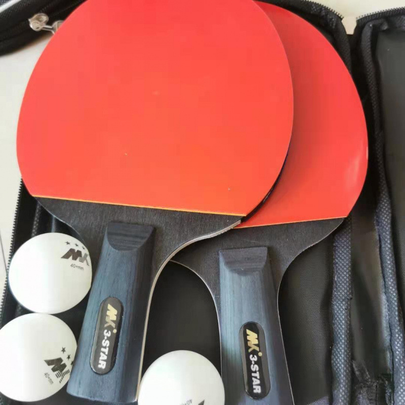 트레이닝 등급 삼성 세트, 짧은 손잡이 2개, 공 3개 포함(더블 라켓)