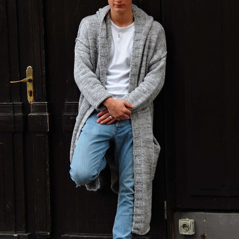 Men's Clothing thin knitted sweaters loose fitting long hoodies cardigan sweater jackets _voghion.com
