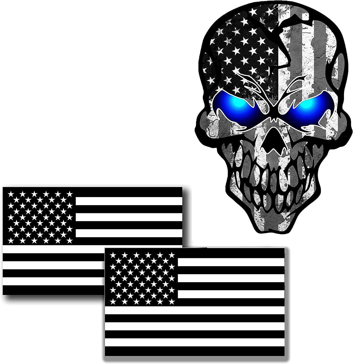 Hot-selling American Flag Skull Sticker Car Sticker Three-piece Package Customizable Car Sticker_voghion.com