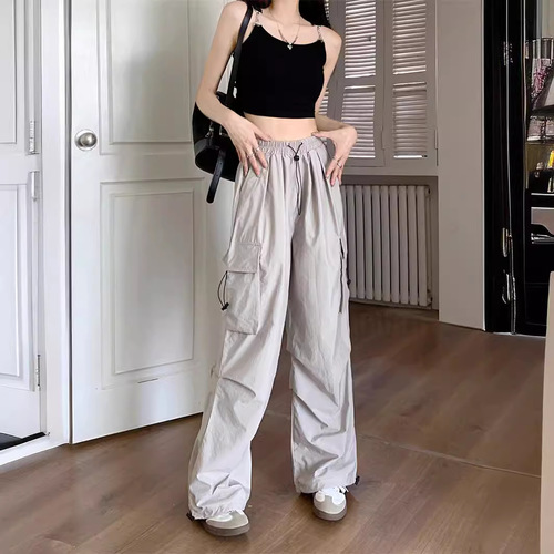 Work pants, women's clothes, thin, high-waist, wide-leg pants, spring, new style, loose sun-proof casual sports pants