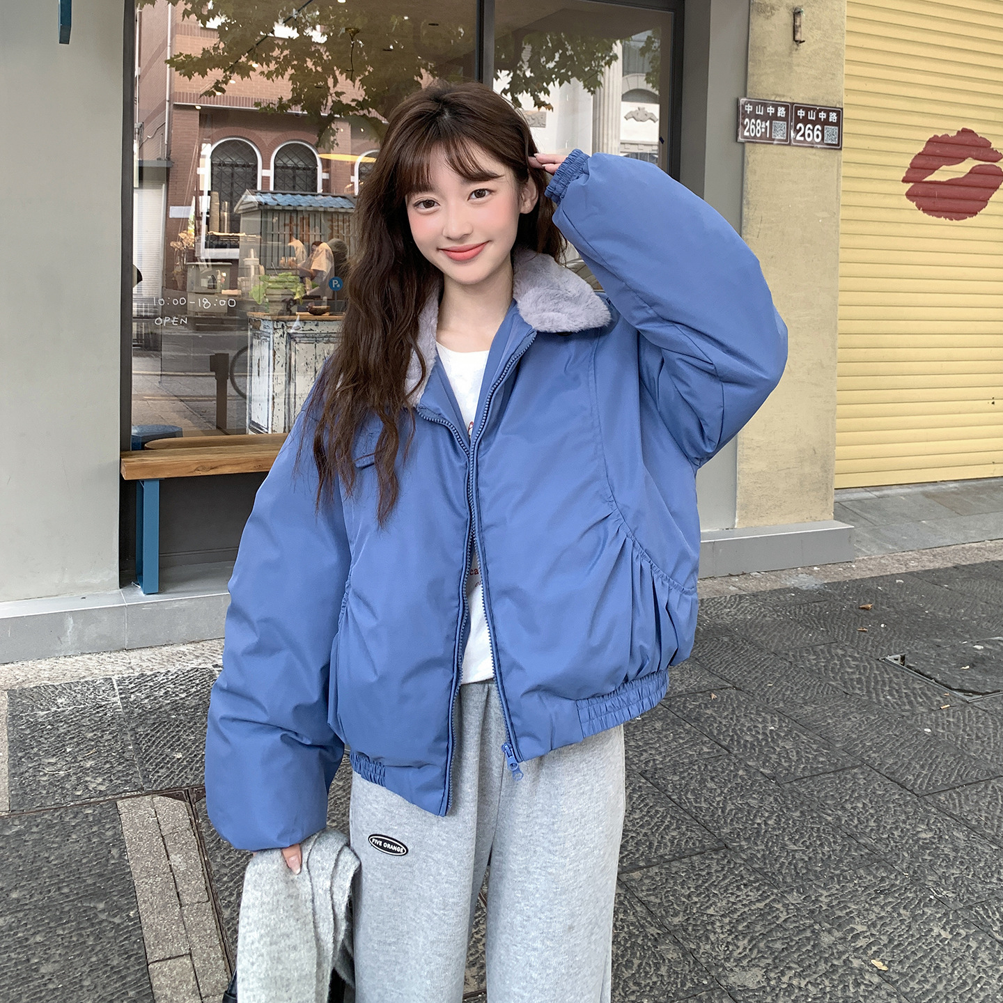2025 invierno nuevo estilo coreano suelto engrosado abrigo de algodón caliente chaqueta de algodón de cuello de cabello corto