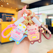 精美动物购物车汽车背包挂件钥匙扣挂饰pvc卡通批发小礼品钥匙链