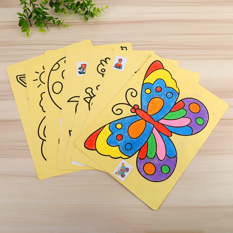 Primary School students creative toys large yellow sand painting diy set children's creative colored sand handmade painting material bag