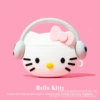 Hello kitty, headphones, silicone protective case