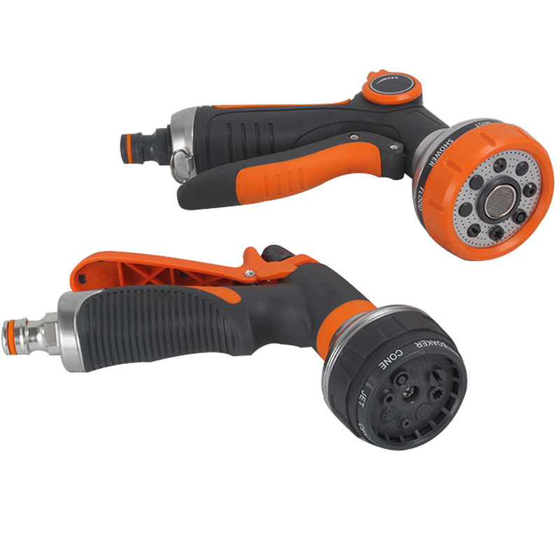 新款花园浇花8功能拇指扳手金属喷水枪高压花园浇水家用洗车喷头