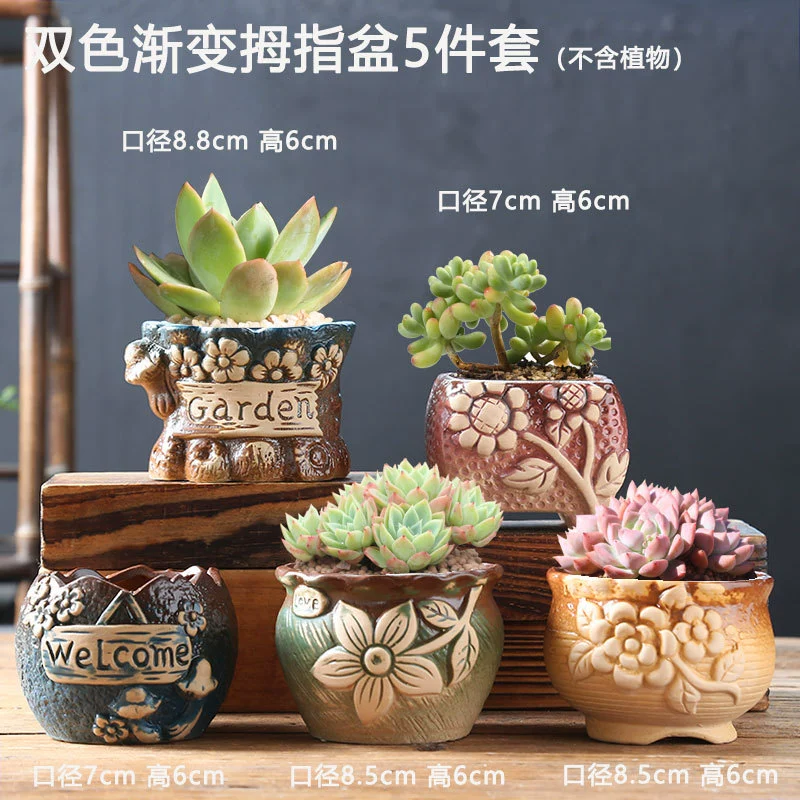 Creative Ceramic Flower Pot, Handmade Factory Direct, Assorted Decorative Designs, Small 7–10 cm