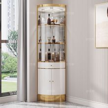 轻奢三角酒柜客厅墙角柜不锈钢扇形玻璃门抽柜现代简约靠墙转角柜