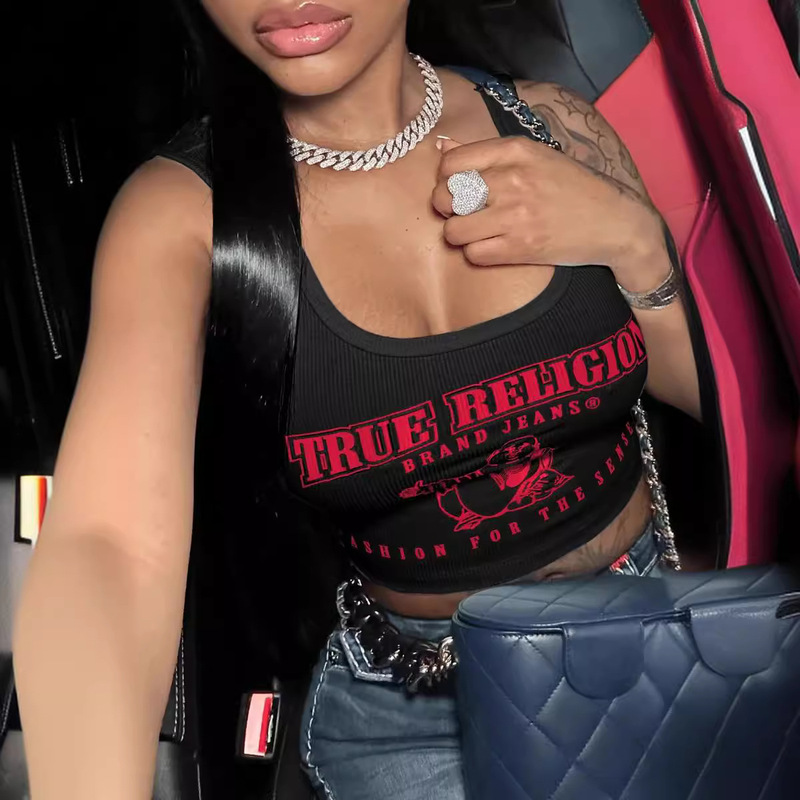 European and American Fashion Y2K Style Portrait Letter Print Vest