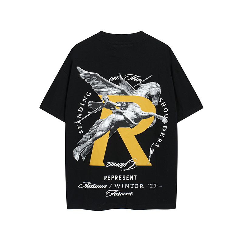 Represrep杜賓犬水洗いして古いアメリカのファッションブランドのヴィンテージのレトロなサメの半袖のtシャツの男をします。|undefined