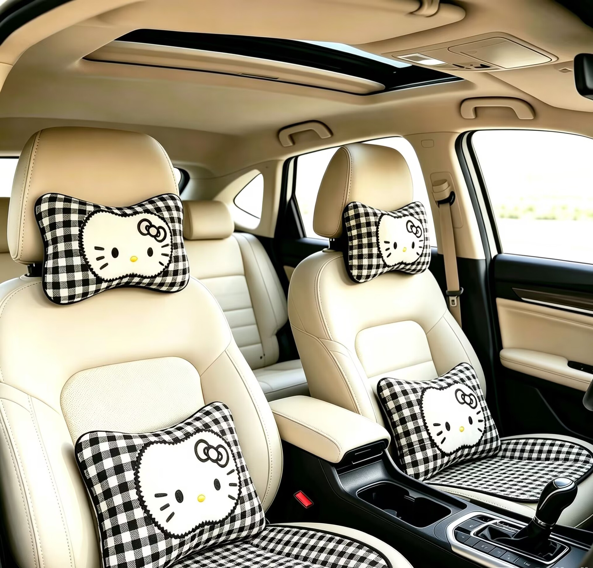 Creative In-Car Neck Pillow, Car Headrest Pillow for Women, Cute Kt Neck Support Pillow for Car Seat
