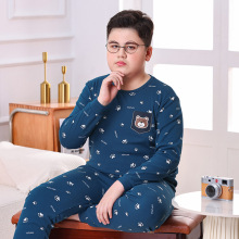 秋冬季青少年胖童纯棉内衣套装中大童加肥加宽秋衣秋裤睡衣家居服