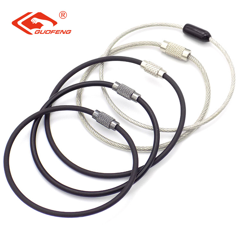 Acero inoxidable 304 anillo de etiqueta colgante llavero de color PVC empaquetado anillo de alambre de etiqueta de equipaje