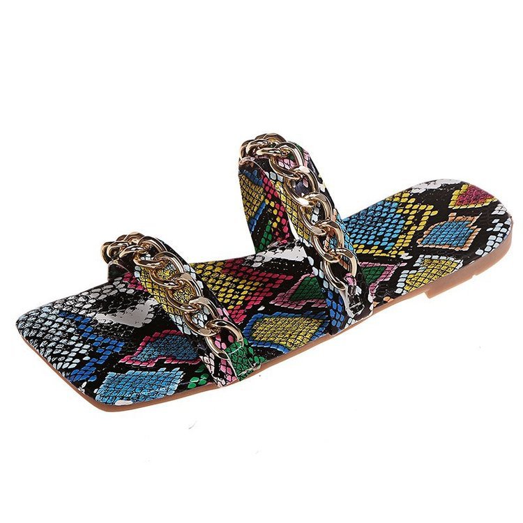 Metal Color Snake Pattern Color Matching Slippers NSJJX67781