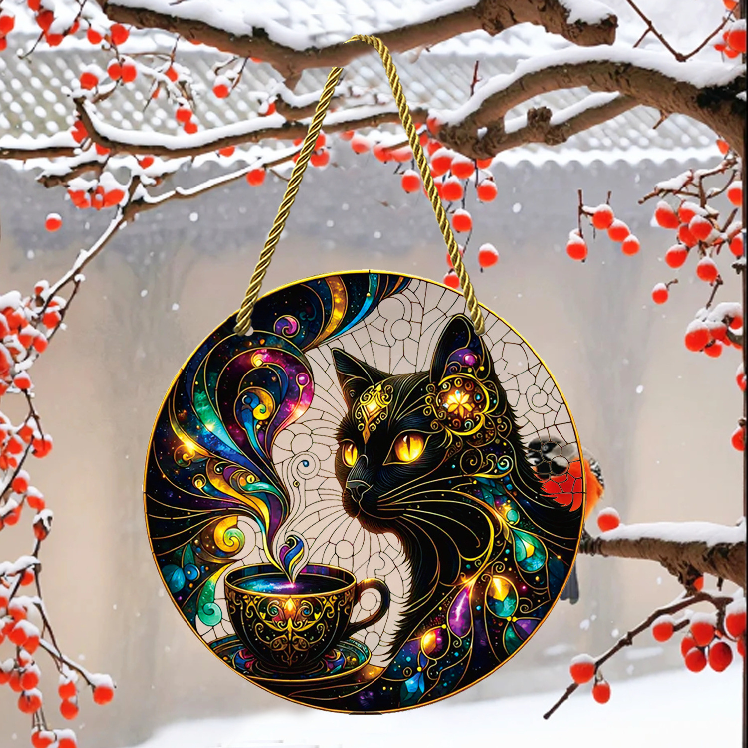 70g Weight pendant Home Textiles & Decor Type 1 Piece Quantity Indoor, Daily Occasion Acrylic Material Halloween Festival Moon, Cat Pattern Cute Style Handmade Craft Halloween Cute Moon Cat Acrylic Pendant 8
