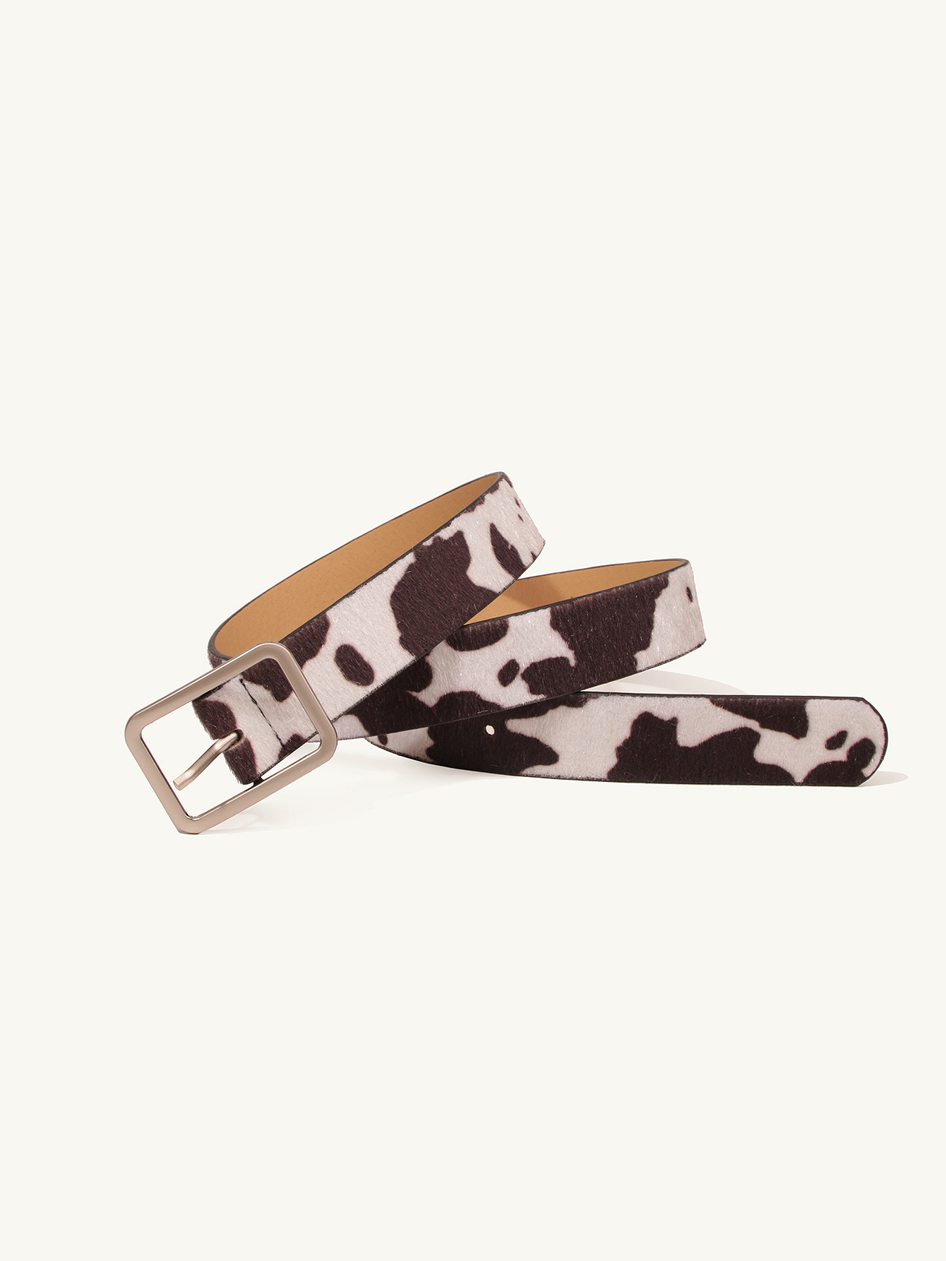 Spot New Day Buckle Black And White Cow Pattern Horsehair Women's Fake Hair Fashion PU Belt_voghion.com