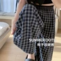 夏季宽松显瘦格子阔腿裤