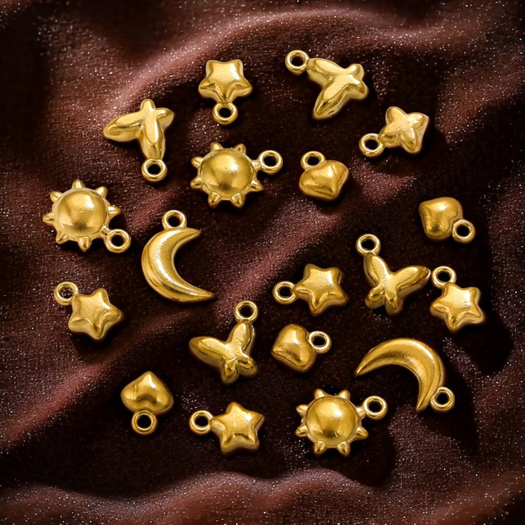 Pendant Jewelry Making Type 1 Piece Hole 1~1.9mm 304 Stainless Steel PVD Coated Real Gold Plated Star Moon Pendant DIY Jewelry Accessories