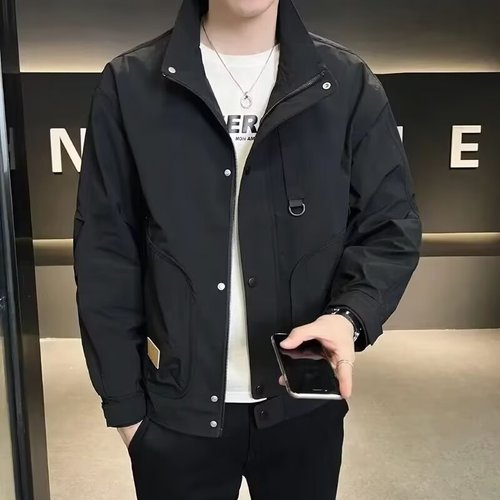 Men's Spring/Autumn Parka Jacket with Tuxedo Collar, Work-style, Stylish and Versatile, High-end Upperwear