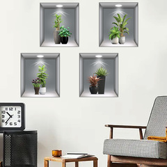 新款仿真木框畫綠植盆栽不透牆貼畫客廳臥室兒童房裝飾壁畫KSY230