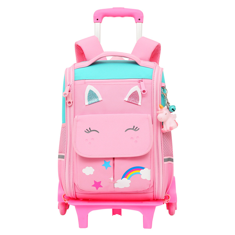 Mochila escolar con ruedas para niñas de primaria, mochila infantil, mochila plegable de dibujos animados de alta gama para estudiantes de quinto grado, mochila con ruedas para estudiantes de primaria, venta al por mayor