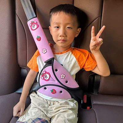 Seat belt shoulder pad: Adjustable Fastener Anti-Neck Strangulation