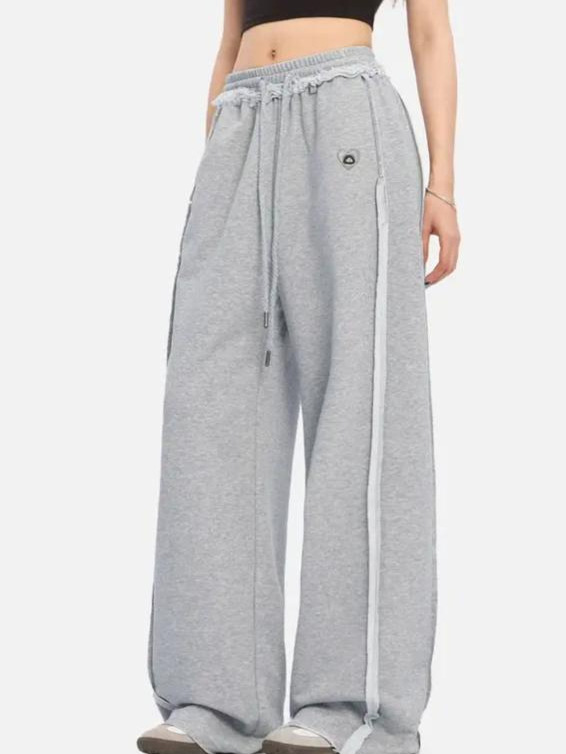 Pantalones Deportivos de Dos Piezas Falsas con Doble Cintura de Algodón y Poliéster para Deportes y Ocio