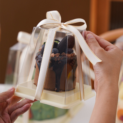 New transparent 3/4/5/6 inch heightened transparent box volcano shaped birthday cake box Western pastry baking box