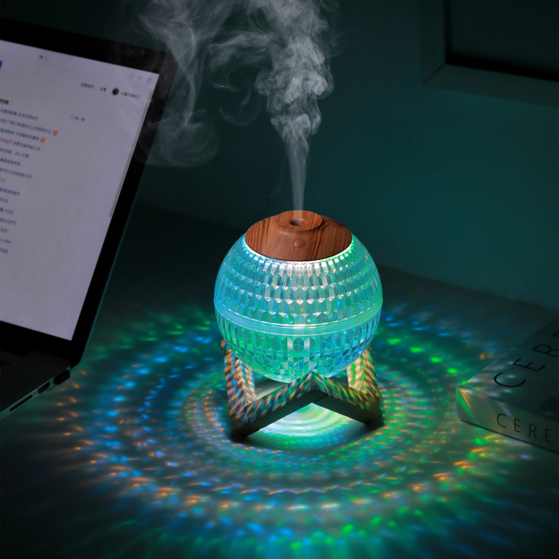 水晶球加湿器家用创意USB桌面七彩氛围小夜灯滋润小礼品氛围灯|undefined