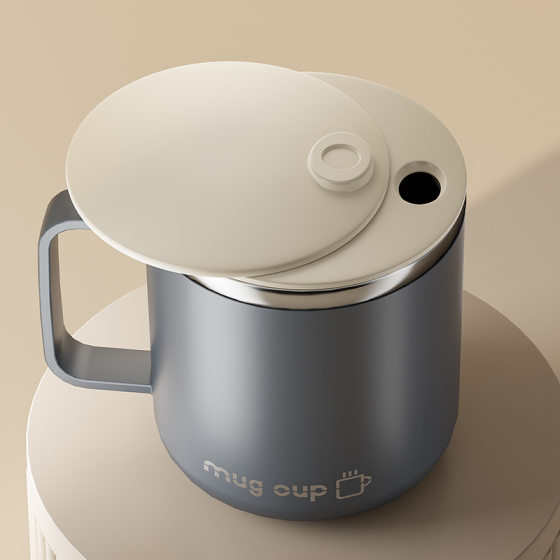 Cross-border 304 stainless steel water cup with lid anti-scald anti-fall mug student milk coffee cup office gift cup