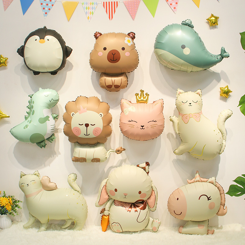 Forest Matte Cartoon Cute Animal Shaped Balloon Baby First Birthday Hundred Days Decoration Photo Props Forest Matte Cartoon Cute Animal Shaped Balloon Baby First Birthday Hundred Days Decoration Photo Props
