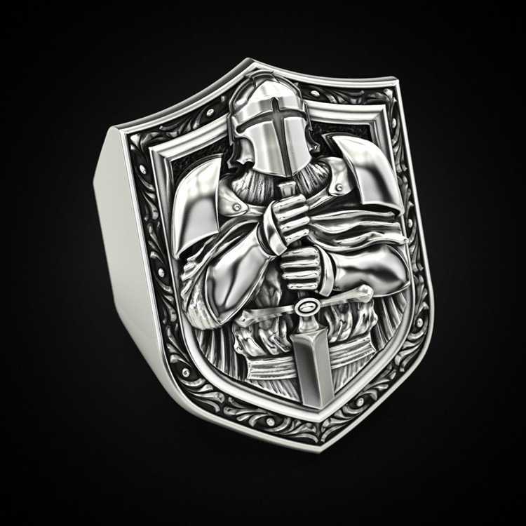 Huajie cross-border wish Chang sells European and American style sword knight retro ring men's fashion jewelry manufacturers direct supply