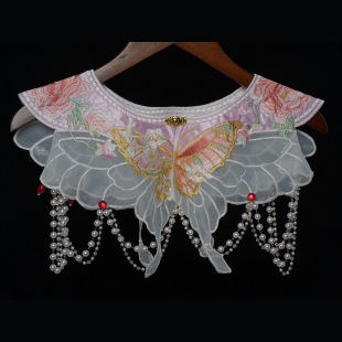 Butterfly Flower Embroidery Cloud Shoulder New Beaded Tassel Shawl Horse Face Skirt Han Dynasty Accessories Fake Collar Ancient Cloud Shoulder