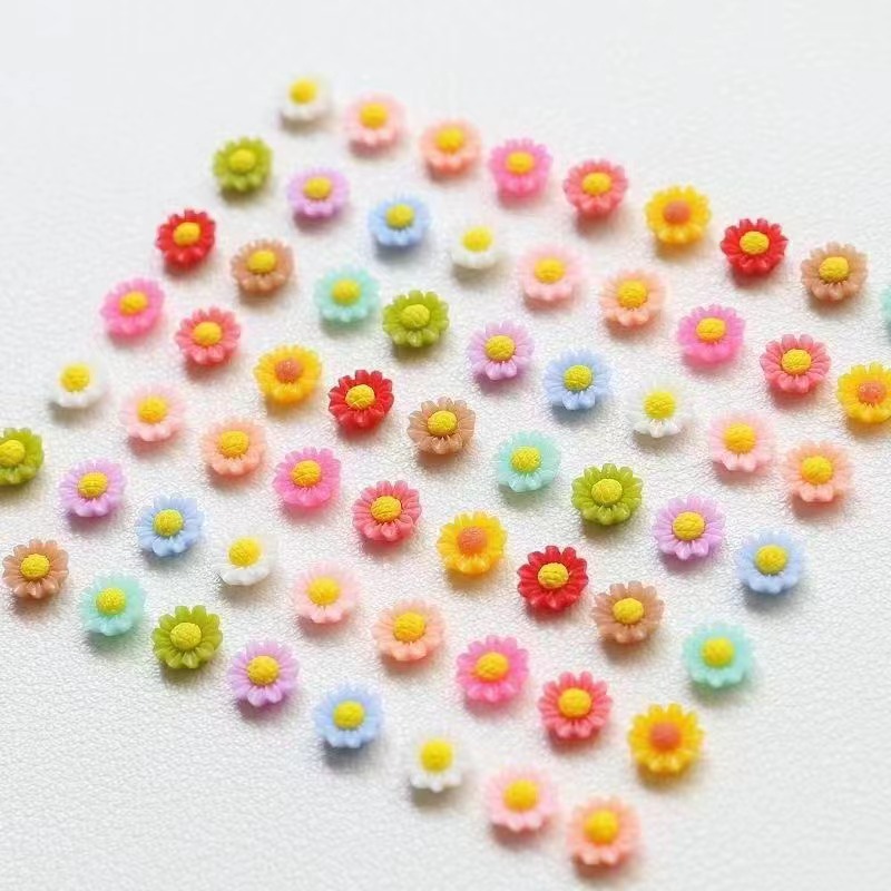 指甲三瓣花五瓣花玫瑰花美甲饰品树脂小花彩色立体花朵百搭幻彩