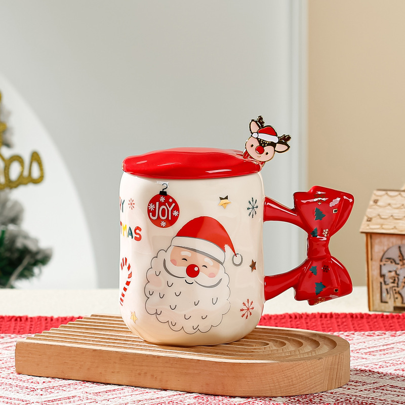 クリエイティブクリスマス蝶結びセラミックマグカップ高颜値大容量カップお土産クリスマスカップクロスボーダー|undefined