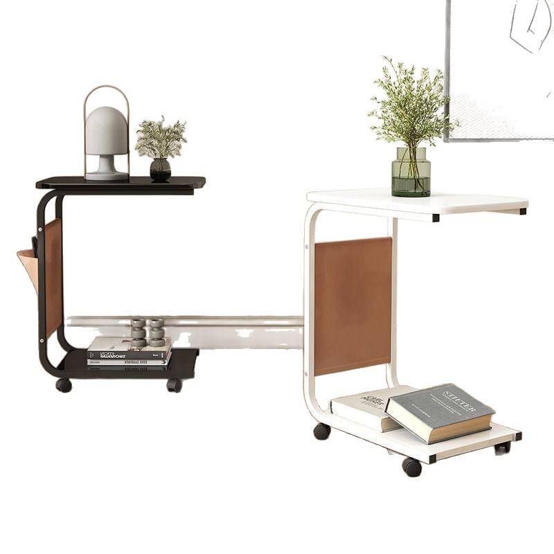 Mesa lateral mesa lateral sofá sala de estar mini poleas cama de dormitorio simple mesa de té esquina de mesa de té puede moverse