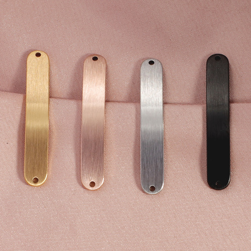 RUMNVNTY cross-border hot-selling brushed titanium steel curved strip jewelry accessories DIY engraving connector pendant