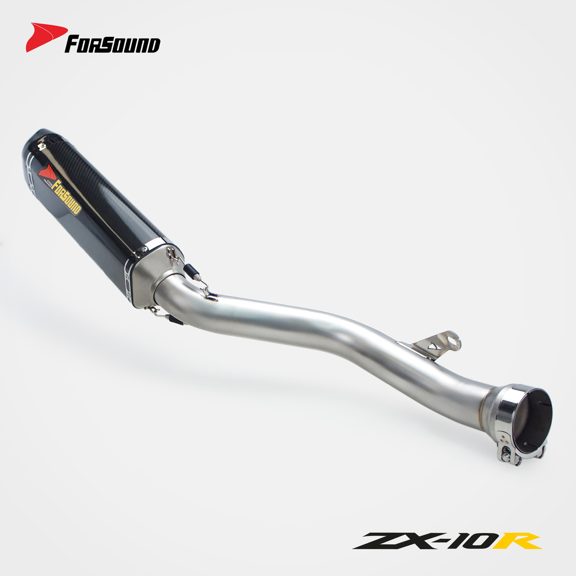 KAWASAKI ZX-10R Big Bull modified exhaust mid and tail section, Grav's titanium alloy stainless steel carbon