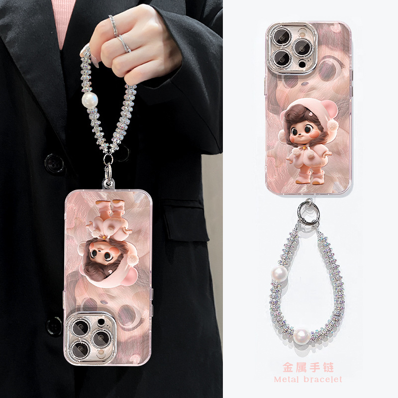 可爱小孩手链适用苹果17pro手机壳iphone16羽纱15全包镜头膜14/13|undefined