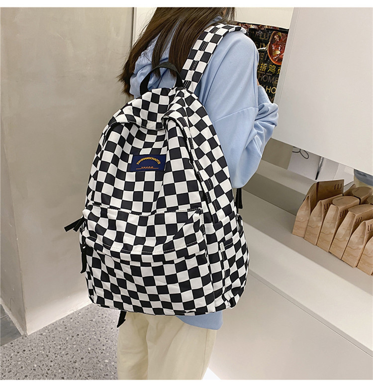 Tide brand plaid school bag student backpack high school college student campus hit color backpackpicture32