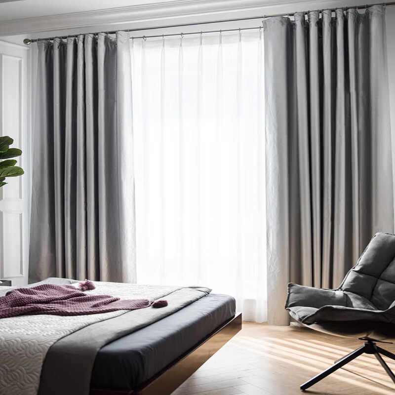 Light Luxury Cream-Style Full Blackout Curtains, Customized Electric Integrated Bedroom Bay Window, Sunshade and Uv Protection, Can Be Measured to Size