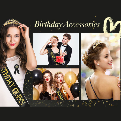 Birthday Girl Queen Pin with Tin Ribbon Badge, Birthday Party Supply