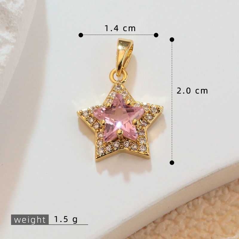 Серебренное подвесное ожерелье с звездой (18 карат) с микропаве камнями,DIY элегантный минималистичный аксессуар