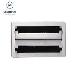 双面翻开桌面插座线盒带毛刷办公家具五金配件会议桌多人插座缓冲