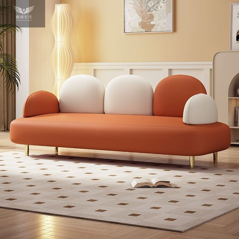Nórdico pequeño sofá de tres personas sofá de lujo ligero sala de estar sofá de apartamento sala de estar tecnología de tela red nube roja doble
