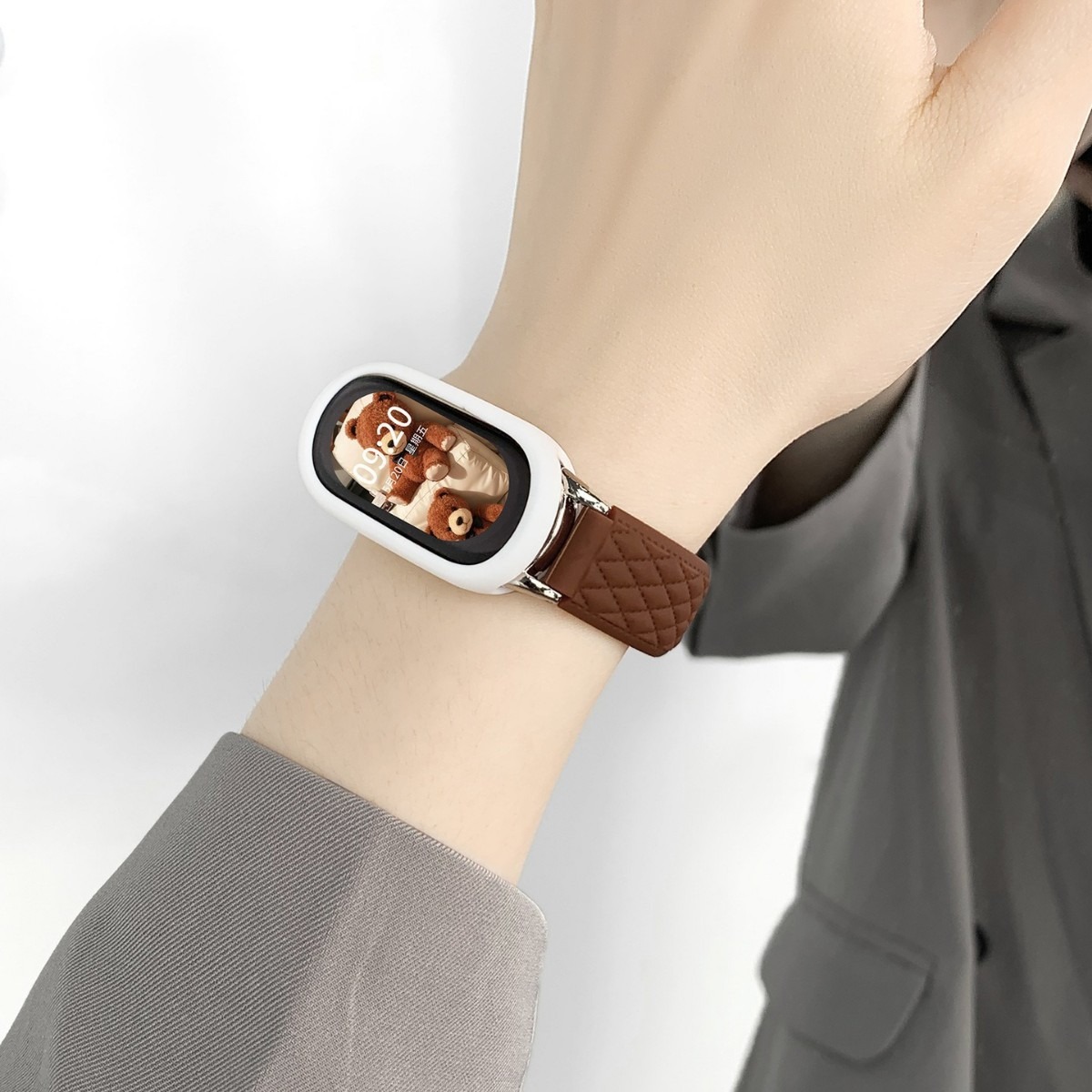 Suitable for Xiaomi 9 Bracelet Strap Leather Texture Silicone Reverse Buckle Mi 3/4/5/6/7/8 Replacement Wrist Strap Xiaomi 10 Bracelet