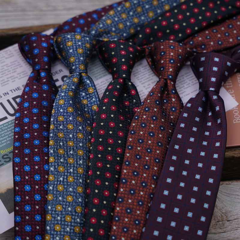 7cm Tie for Men, Formal Wear, Professional Black and Red Versatile Tie for Work, University Students, Korean Style Suit