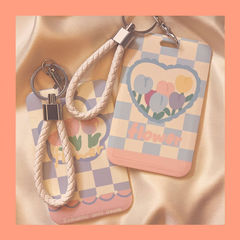Macaron tulip rice card holder campus student card bus subway access card water card document protective cover lanyard